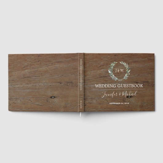 Rustieke Waterverf olijfbladeren dark wood Wedding Gastenboek (Volledig)