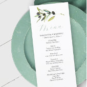 Rustieke Waterverf Olijftak Bruiloft Decor Menu's