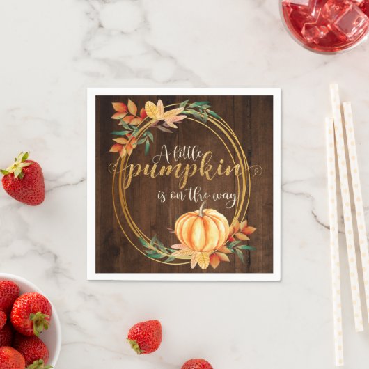 Rustieke Waterverf Oranje Pompoen Herfst Baby show Servet (Insitu)