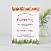 Rustieke Waterverf Ornamenten & Pine Christmas Par Kaart (Staand voorkant)