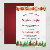 Rustieke Waterverf Ornamenten & Pine Christmas Par Kaart (Voorkant / Achterkant)