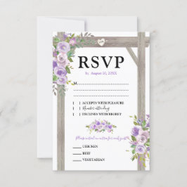 Rustieke Waterverf Paarse Bloemen Bruiloft RSVP