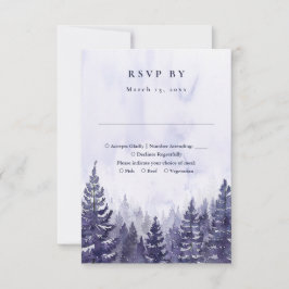 Rustieke Waterverf Paarse dennenboom bos bruiloft RSVP Kaartje