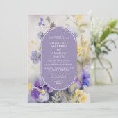 Rustieke Waterverf Paarse & Gele Bloemen Bruiloft Kaart (Staand voorkant)