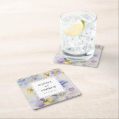 Rustieke Waterverf Paarse & Gele Bloemen Bruiloft Kartonnen Onderzetters (Insitu)