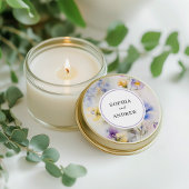 Rustieke Waterverf Paarse & Gele Bloemen Bruiloft Ronde Sticker