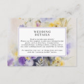 Rustieke Waterverf Paarse & gele bruiloft Details Informatiekaartje (Voorkant)