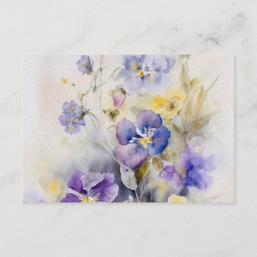 Rustieke Waterverf Paarse & gele bruiloft Details Informatiekaartje (Achterkant)