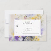 Rustieke Waterverf Paarse & Gele Bruiloft RSVP Kaartje (Voorkant)