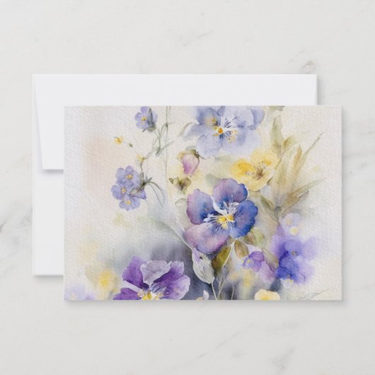 Rustieke Waterverf Paarse & Gele Bruiloft RSVP Kaartje (Achterkant)