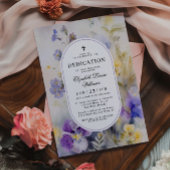 Rustieke Waterverf Paarse & Gele Toewijding Kaart