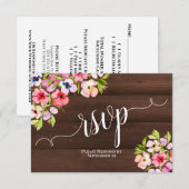 Rustieke Waterverf Pansies op Schuur Houten Bruilo RSVP Kaartje (Voorkant / Achterkant)