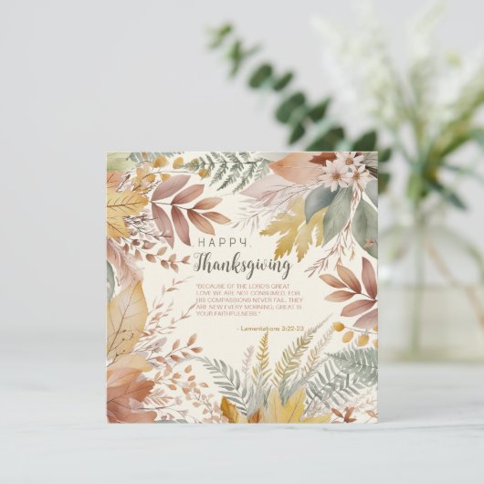 Rustieke Waterverf Pastel Floral Thanksgiving Feestdagenkaart (Staand voorkant)