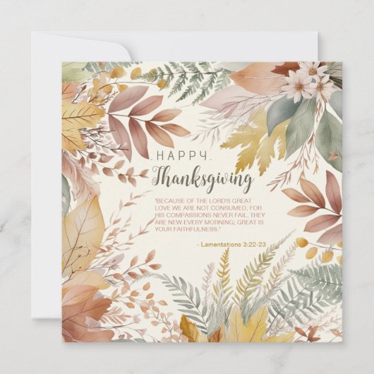 Rustieke Waterverf Pastel Floral Thanksgiving Feestdagenkaart (Voorkant)