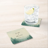 Rustieke waterverf pijnbomen bos bruiloft kartonnen onderzetters (Insitu)