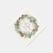 Rustieke Waterverf Pine Cone Krans Vrolijk Kerstfe Servet (Hoek)