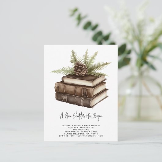 Rustieke Waterverf Pine Een nieuw hoofdstuk is beg Aankondigingskaart (Staand voorkant)