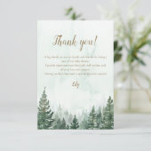 Rustieke Waterverf Pine Forest Baby shower Bedankkaart (Staand voorkant)