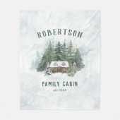 Rustieke Waterverf Pine Forest Family Cabin Fleece Deken (Voorkant)