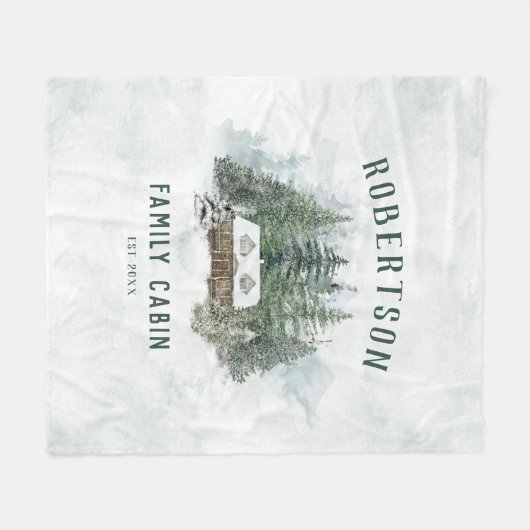 Rustieke Waterverf Pine Forest Family Cabin Fleece Deken (Voorkant (Horizontaal))