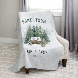 Rustieke Waterverf Pine Forest Family Cabin Fleece Deken