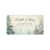 Rustieke Waterverf Pine Forest Woodland Adres Etiket (Voorkant)