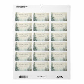 Rustieke Waterverf Pine Forest Woodland Adres Etiket (Full Sheet)