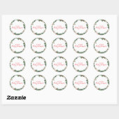 Rustieke Waterverf Pine Merry Christmas Ronde Sticker (Vel)