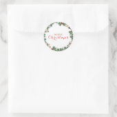 Rustieke Waterverf Pine Merry Christmas Ronde Sticker (Tas)