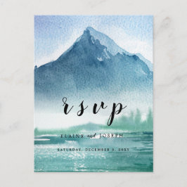 Rustieke Waterverf Pine Mountains Lake Wedding RSV Uitnodiging Briefkaart