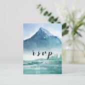 Rustieke Waterverf Pine Mountains Lake Wedding RSV Uitnodiging Briefkaart (Staand voorkant)