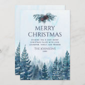 Rustieke Waterverf Pine Tree Bos Kerstmis Feestdagenkaart (Voorkant / Achterkant)