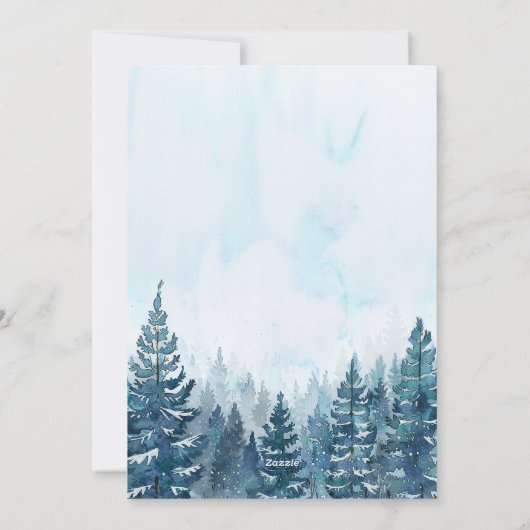 Rustieke Waterverf Pine Tree Bos Kerstmis Feestdagenkaart (Achterkant)