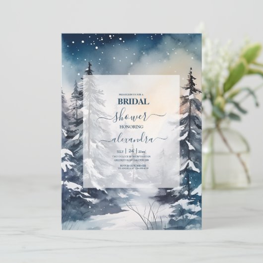 Rustieke Waterverf Pine Tree Bridal Kaart (Staand voorkant)