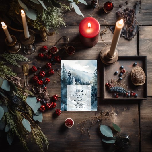 Rustieke Waterverf Pine Tree Bridal Kaart