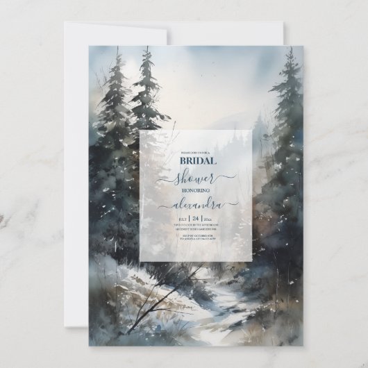 Rustieke Waterverf Pine Tree Bridal Kaart (Voorkant)