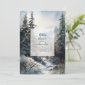 Rustieke Waterverf Pine Tree Bridal Kaart (Staand voorkant)