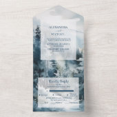 Rustieke Waterverf Pine Tree Bruiloft All In One Uitnodiging (Binnen)