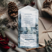 Rustieke Waterverf Pine Tree Bruiloft All In One Uitnodiging