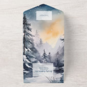 Rustieke Waterverf Pine Tree Bruiloft All In One Uitnodiging (Buitenkant)