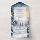 Rustieke Waterverf Pine Tree Bruiloft All In One Uitnodiging (Binnen)