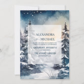 Rustieke Waterverf Pine Tree Bruiloft Kaart (Voorkant)