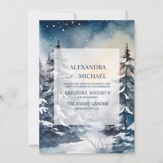Rustieke Waterverf Pine Tree Bruiloft Kaart (Voorkant)