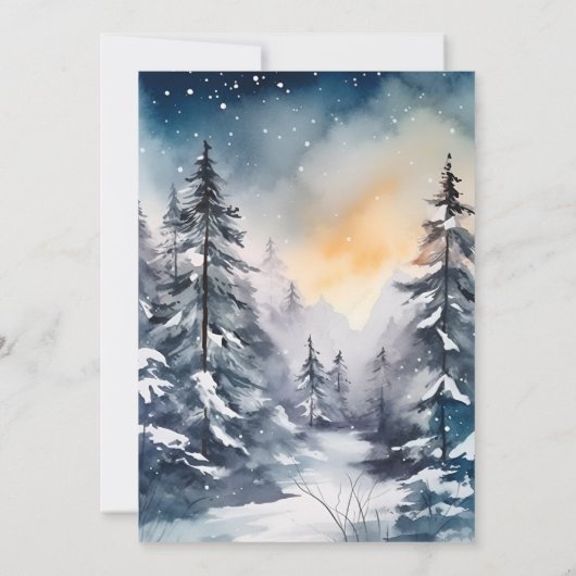 Rustieke Waterverf Pine Tree Bruiloft Kaart (Achterkant)