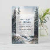 Rustieke Waterverf Pine Tree Bruiloft Kaart (Staand voorkant)
