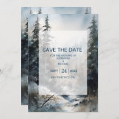 Rustieke Waterverf Pine Tree Bruiloft Save The Date (Voorkant / Achterkant)