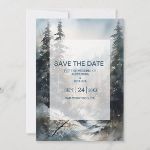Rustieke Waterverf Pine Tree Bruiloft Save The Date