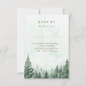 Rustieke Waterverf Pine Tree Forest bruiloft RSVP Kaartje (Voorkant)