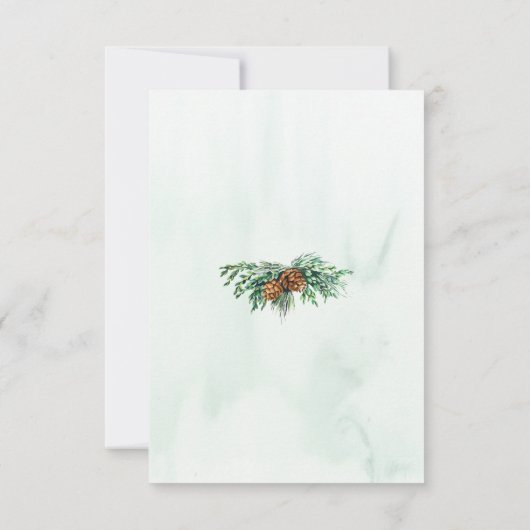 Rustieke Waterverf Pine Tree Forest bruiloft RSVP Kaartje (Achterkant)