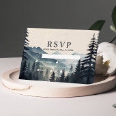 Rustieke Waterverf Pine Tree Mountain bruiloft RSV RSVP Kaartje